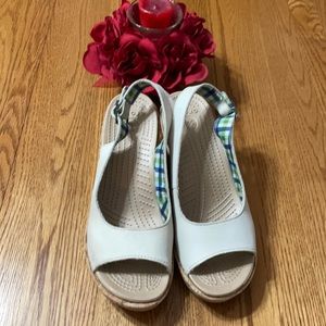 Crocs cream wedge cork heel